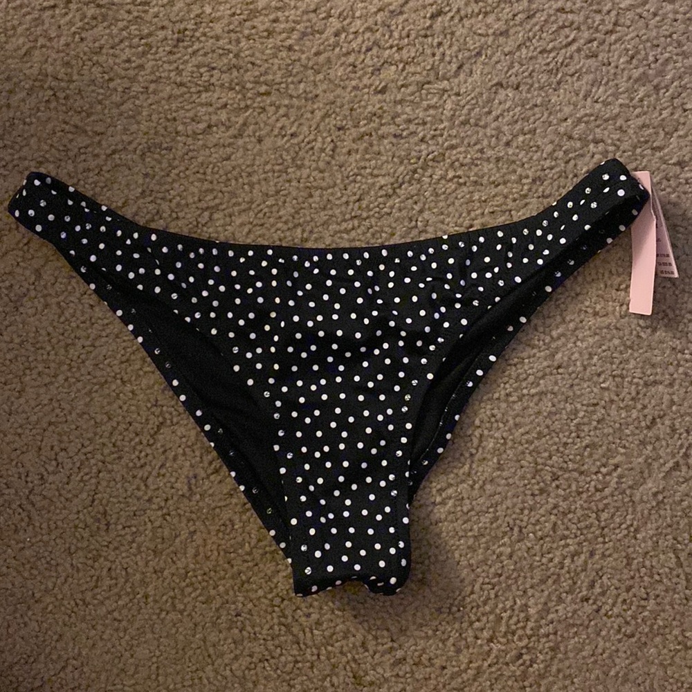 Victoria’s Secret cheeky bikini bottom black with white dots